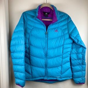 *Adidas Turquoise Fuchsia Goose Down Blend 700 Fill Puffer Jacket A151